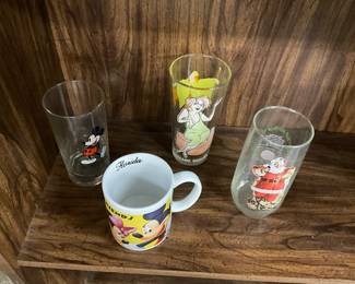 Drinking Glasses - Disney Mickey Mouse & Disney 1977 Madame Medusa & Coca Cola Santa - Disney Mickey & Minnie Mouse Cup/Mug -