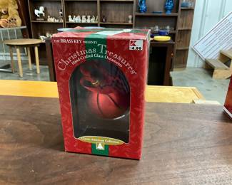 The Brass Key Presents Christmas Treasures Glass Basketball Christmas Ornament
