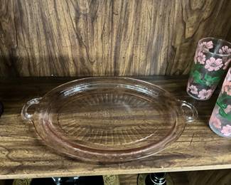 Pink Depression Glass Serving Platter