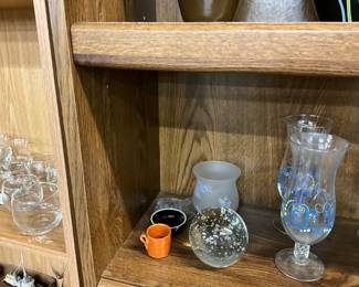Clear Art Glass Controlled Bubble Ball Paperweight - Royal Caribbean Hurrican Cocktail Glasses