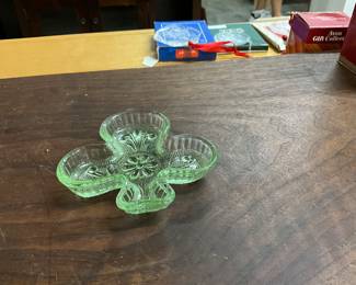 Indiana Glass Tiara Green Trinket, Ring, Nut Dish