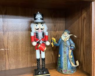 Wooden Nutcracker - Metal Old-Time Santa Figurine