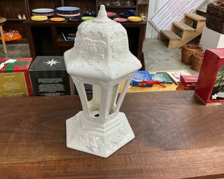 White Ceramic Lamp/Lantern Candle Holder