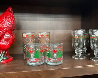 Libbey Christmas Drinking Glasses & Double Old Fashion Glasses