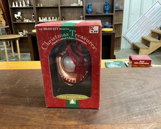 The Brass Key Presents Christmas Treasures Glass Glove & Ball Christmas Ornament