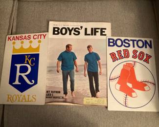 Fleer 1973 big signs and 1969 Boys Life with Mickey Mantle and Mickey Jr