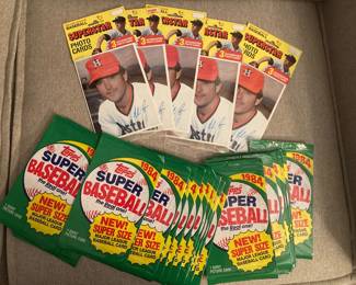 Unopened Topps 1980 and 1984 super photo cards