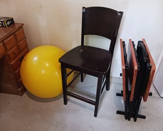 TV tables and exercise ball