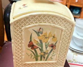 Vintage Cookie Jar (Japan) by Enesco “Butterfly Garden Trellis”