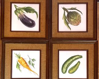 Framed set vegetable watercolor prints