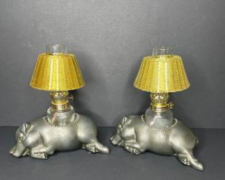Pewter pig oil lamps Morton’s Steakhouse