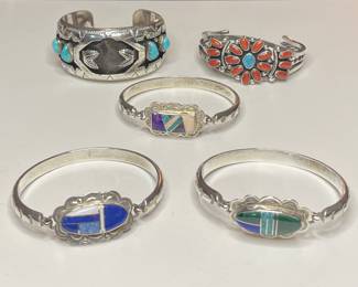 Sterling silver bracelets, 3 signed J Howe, 1 signed Wilbur Musket