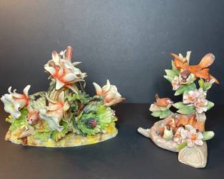 Capodimonte flower & bird figurines