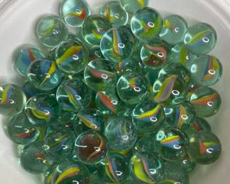 Glass cat eye marbles vtg