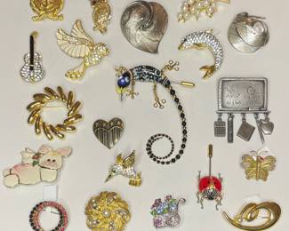 Vintage & modern brooches: Jonette, Avon, Roman, Majorca & Cynthia Chuang stick pins