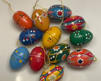 Vintage painted wood Easter egg ornaments