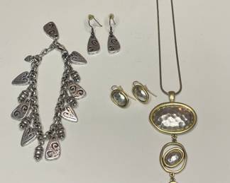 Brighton bracelet & earring set, two tone necklace & earrings set
