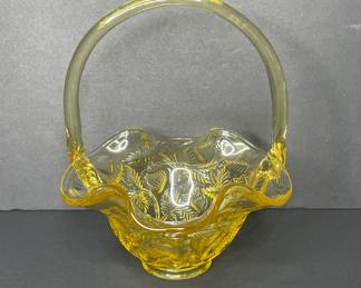 Fenton yellow glass basket