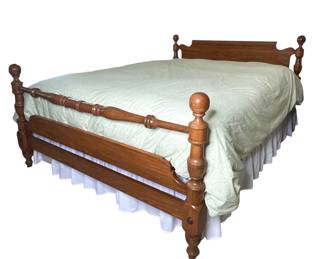 Queen size maple bed frame and mattress