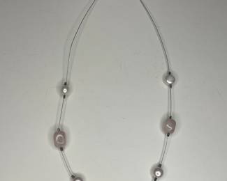 Silpada sterling necklace, rose quartz & pearl