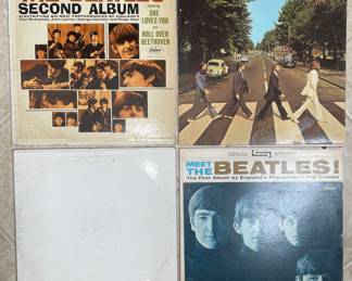 The Beatles albums: The White Album, Meet The Beatles, The Beatles Second Album, Abbey Road cover only vtg