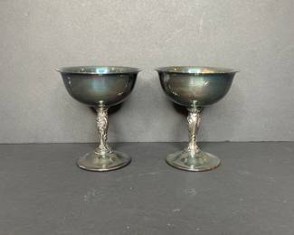 WM Rogers Silverplate coupe glasses