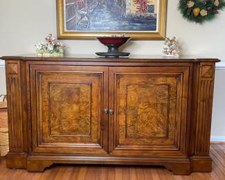 Ethan Allen Townhouse collection media center in maple and burl wood