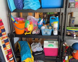 Beach toys, camping accessories, Igloo coolers