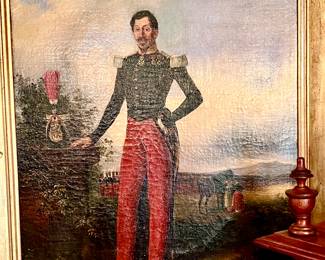 ANTIQUE FRENCH OFFICER OIL PAINTING.