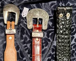QUALITY VINTAGE BELTS. ALLIGATOR BELT ON RIGHT.