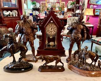 MULTIPLE BRONZES. MARBLE TOP TABLE NOT FOR SALE.