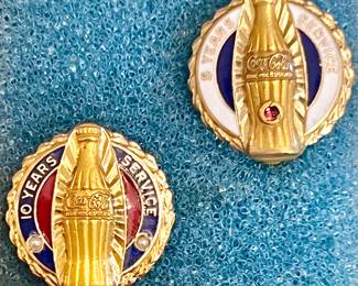 Coca-Cola 10k gold 5 & 10 year pins