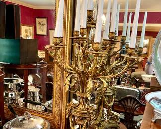 FRENCH NAPOLEON III ANTIQUE GILT BRONZE 10 ARM CANDELABRAS! STAND-OUT PIECES!