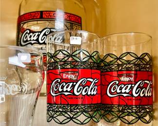 COCA-COLA PITCHER AND GLASSES! FAMILY HAS BIG TIES TO COKE!