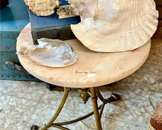MARBLE BRASS CLAW FEET SMALL TABLE.
