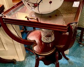 FABULOUS TRAY TABLE WITH BRASS RAILING.