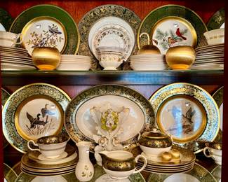 PICKARD DUCK & BIRD PLATES ON THE SIDE.