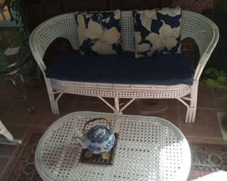 More wicker! Loveseat, chair, coffee table