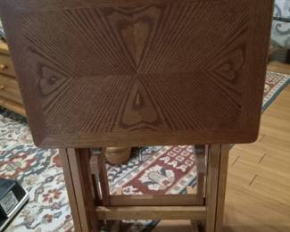 Set of 3 wood TV trays with stand