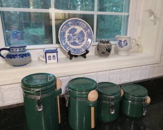Set 4 canister set, blue & white collection