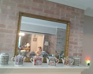 William Shakespeare tea pots, German beer steins, gold framed mirror