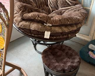 Papasan Chair and footstool with 2 extra pillows--$80 for all