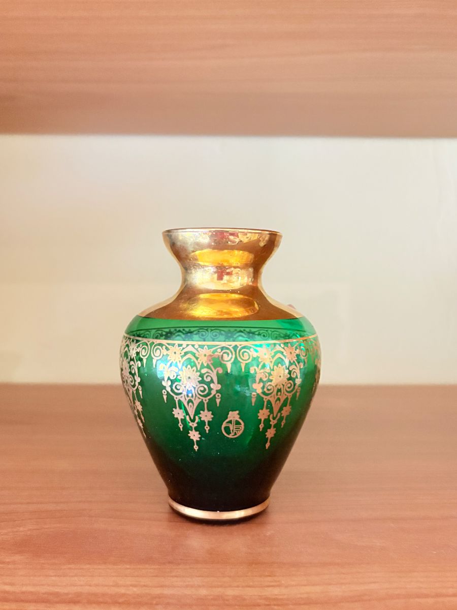 Small Italian green gold vase