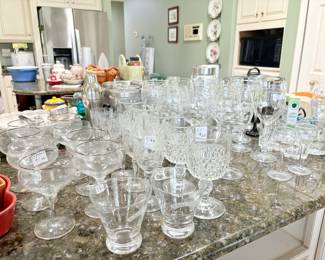 Assorted crystal and glassware