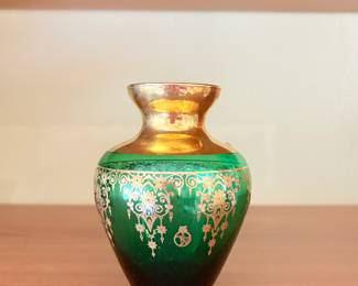 Small Italian green gold vase