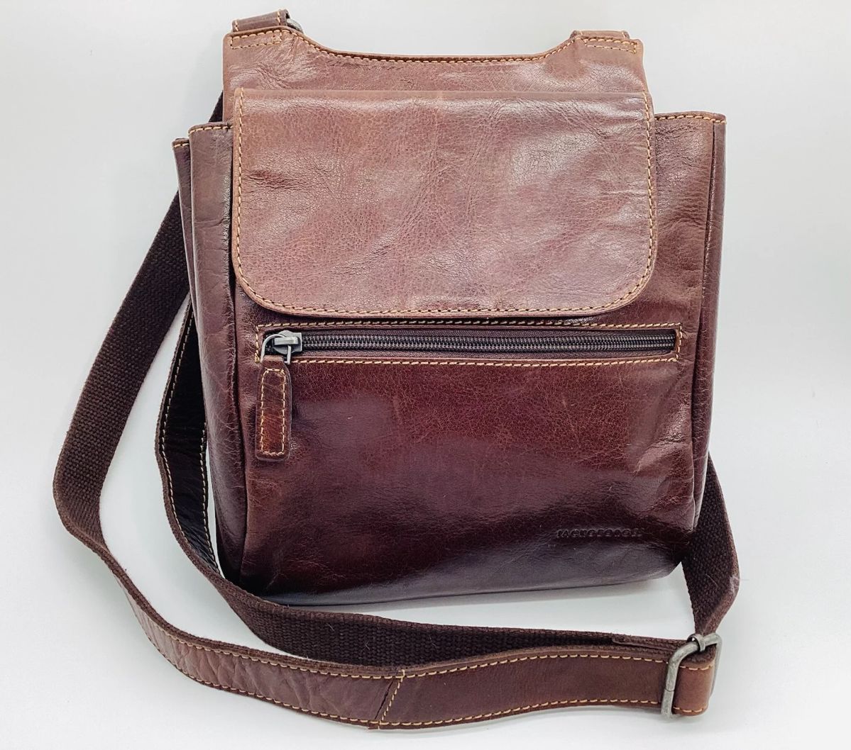 JACK GEORGES Brown Leather Cross Body Bag/Purse