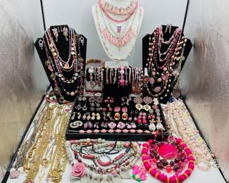 Plenty of Pretty Pink Jewelry: Some Signed, Vintage