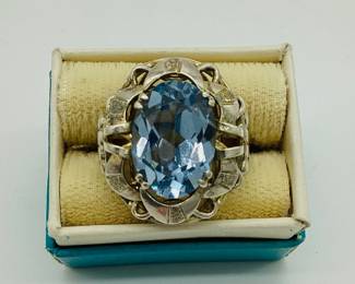 Silver and Blue, Oval Shaped and Faceted , Gemstone Ring