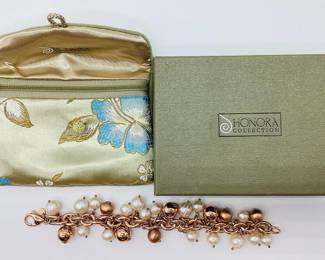 HONORA Baroque Pearl and Bronze Beaded Dangle Bracelet