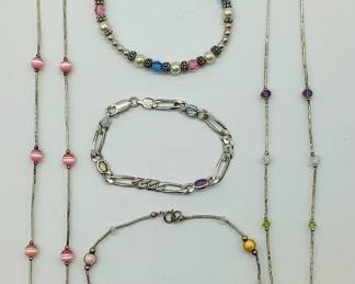 Sterling Silver Jewelry with Pastel Colored Crystal & Bead Accents